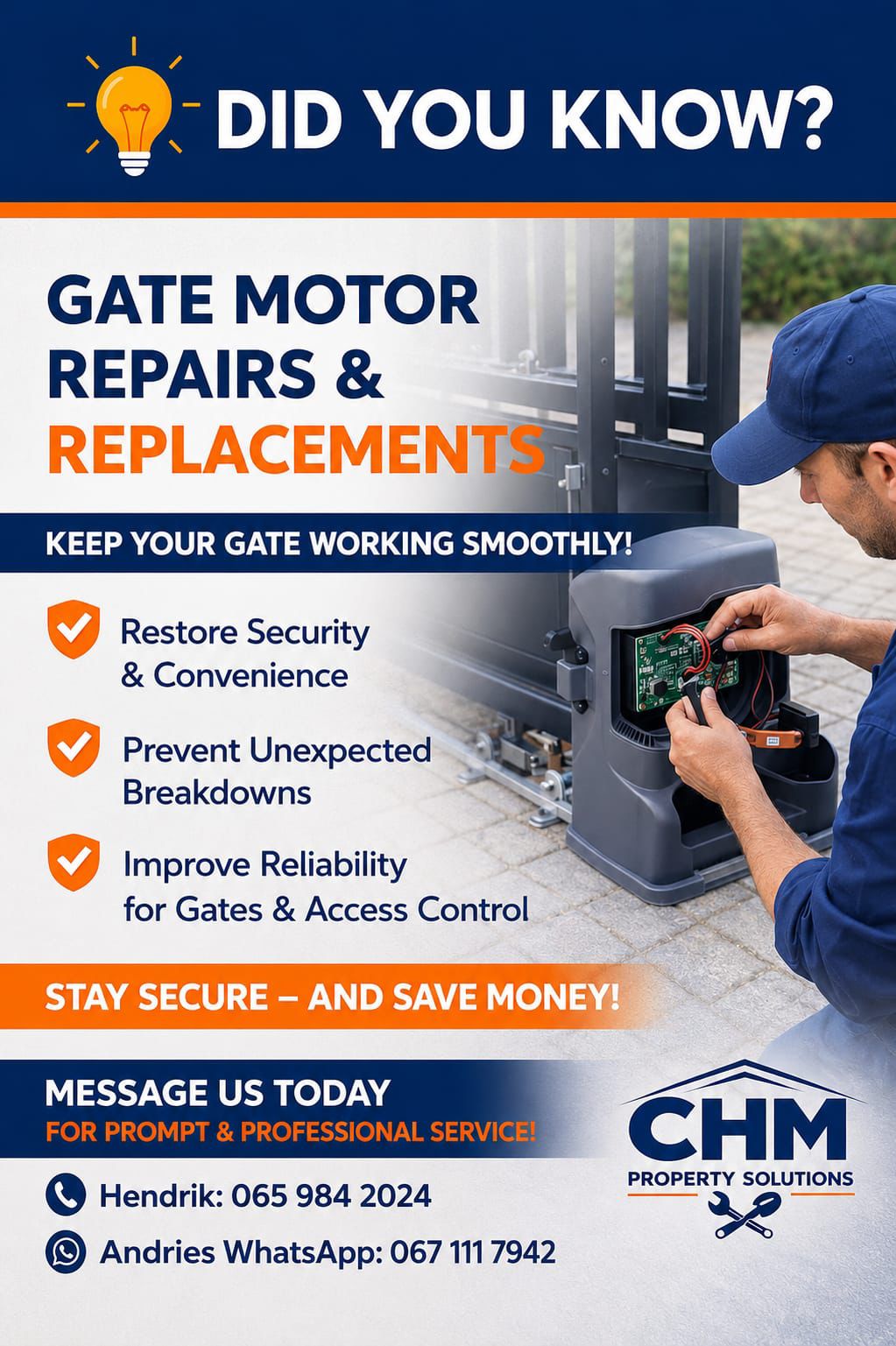 Gate motor repairs and replacements